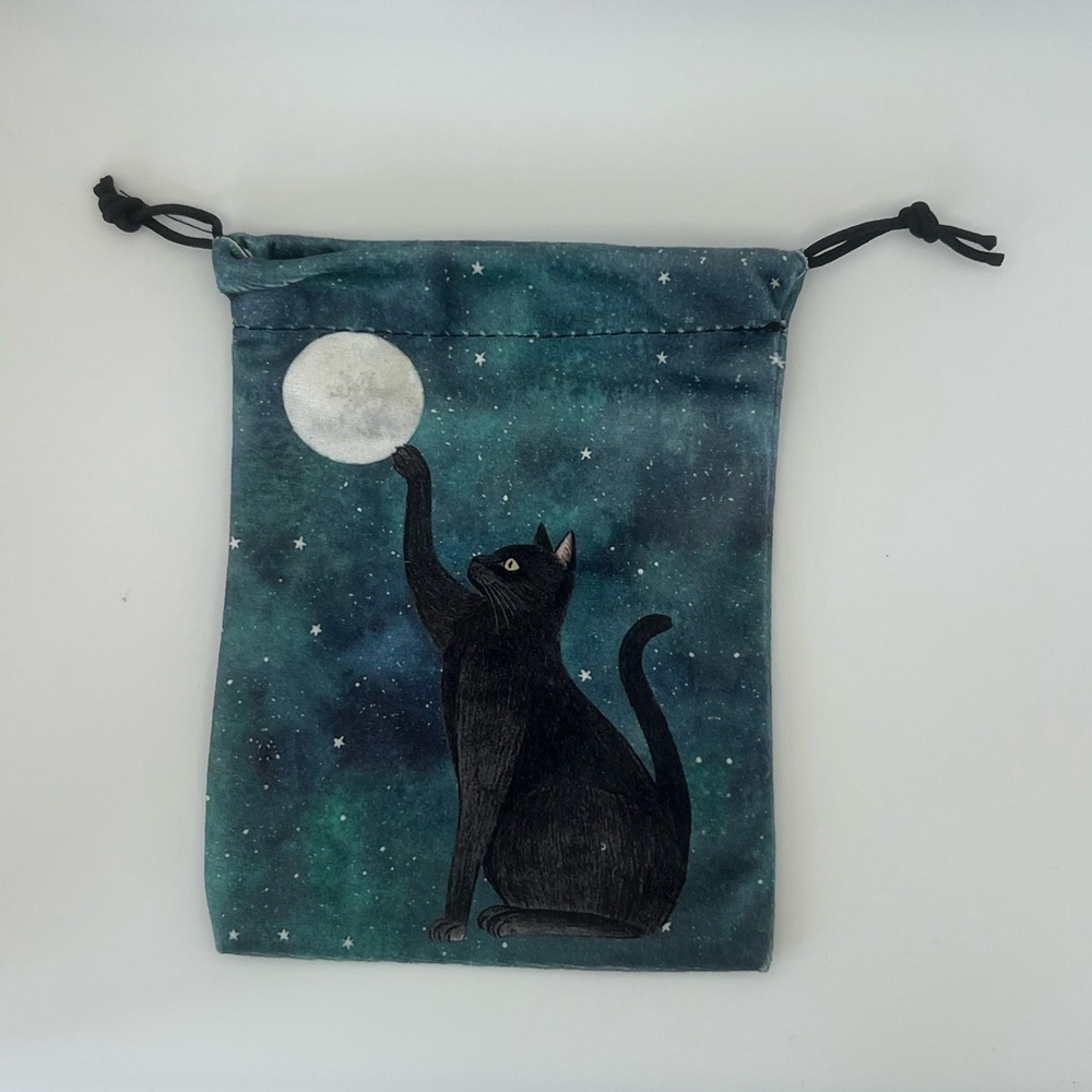 4/$20 🦋 Cat and Moon Soft Drawstring Pouch Tarot Cards Jewelry - Picture 2 of 5